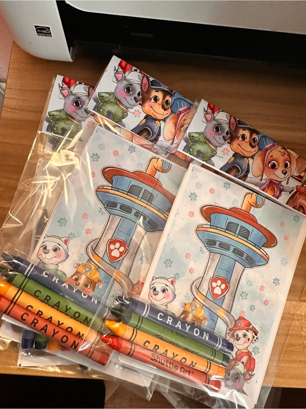 10 Paw Patrol Coloring Favor Packs with Blue and Orange Tower Art